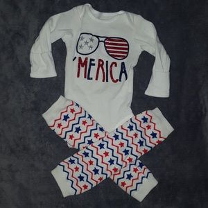 4th of July Glitter onesie and leggings